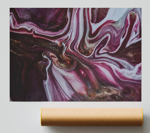 Burgundy Swirls Of Gold Giclee Print