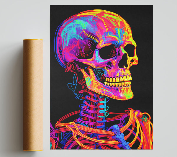 Neon Skeleton Man Print