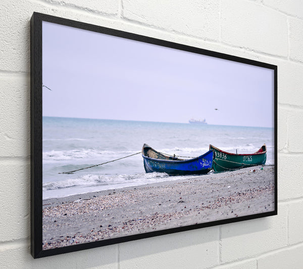 Blue Boats On Shore