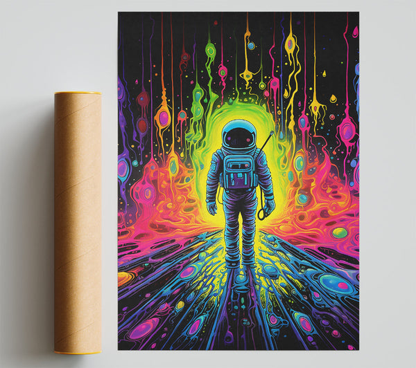 Neon Space Man Poster