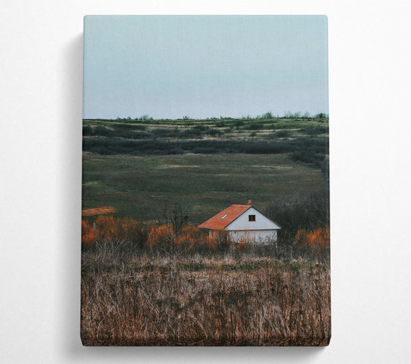 A Canvas Print of Red Roofed Solitude Canvas Print