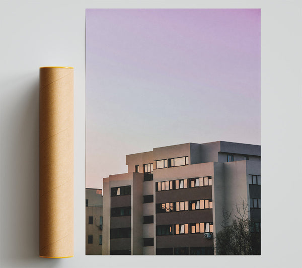 Pink Sunset Windows Poster