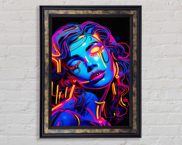 Neon Undead Girl Framed Print