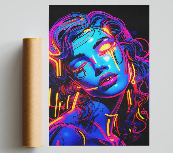 Neon Undead Girl Giclee Print