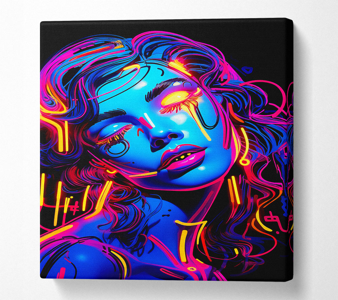  A Canvas Print of Neon Undead Girl Canvas Wall Art