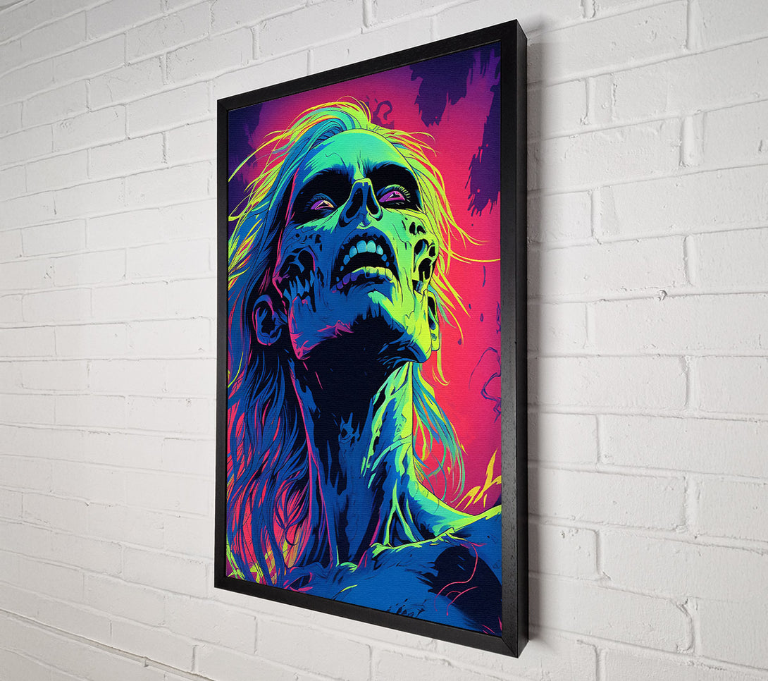  A Canvas Print of Neon Zombie Canvas Wall Art