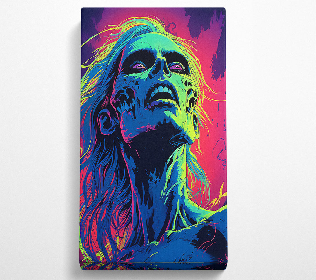  A Canvas Print of Neon Zombie Canvas Wall Art