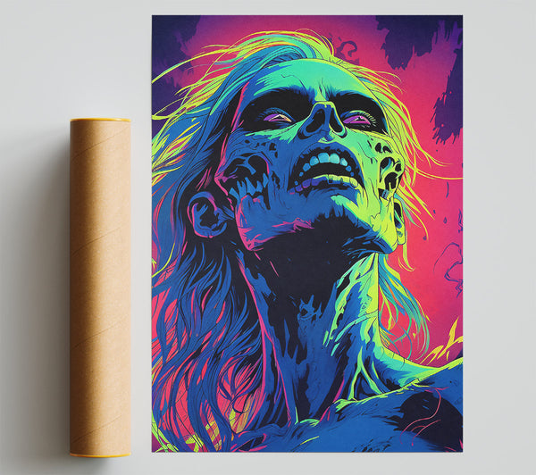 Neon Zombie Poster