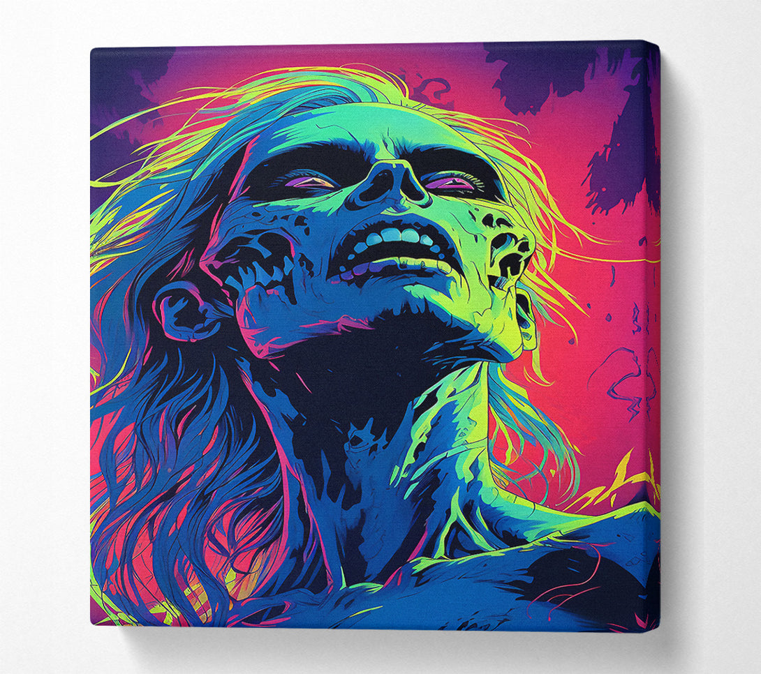 A Canvas Print of Neon Zombie Canvas Wall Art