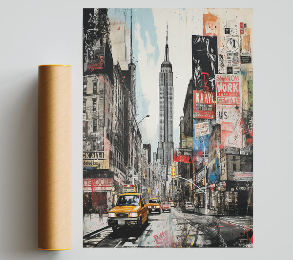 New York Times Square Sketch Print