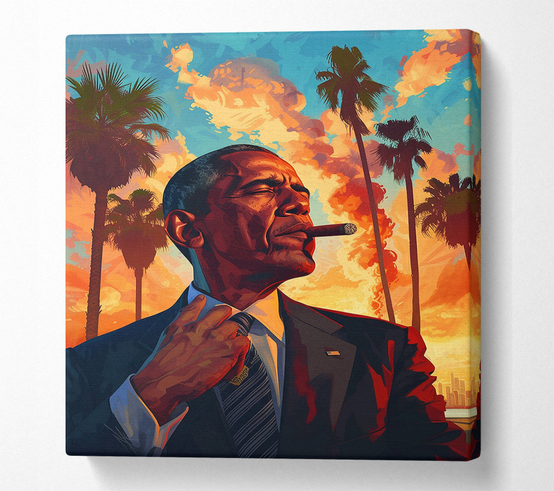 A Canvas Print of Obama Cigar Canvas Print