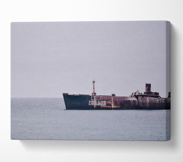  A Canvas Print of Rusting Blue Ghost Ship Canvas Art