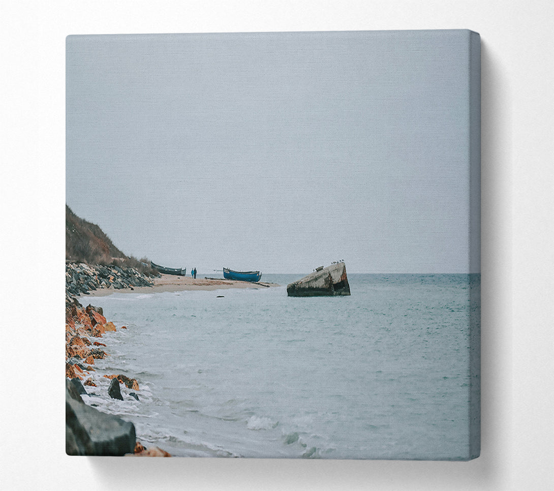  A Canvas Print of Blue Shoreline Ruin Canvas Print