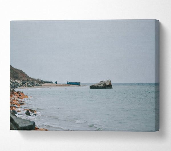  A Canvas Print of Blue Shoreline Ruin Canvas Print