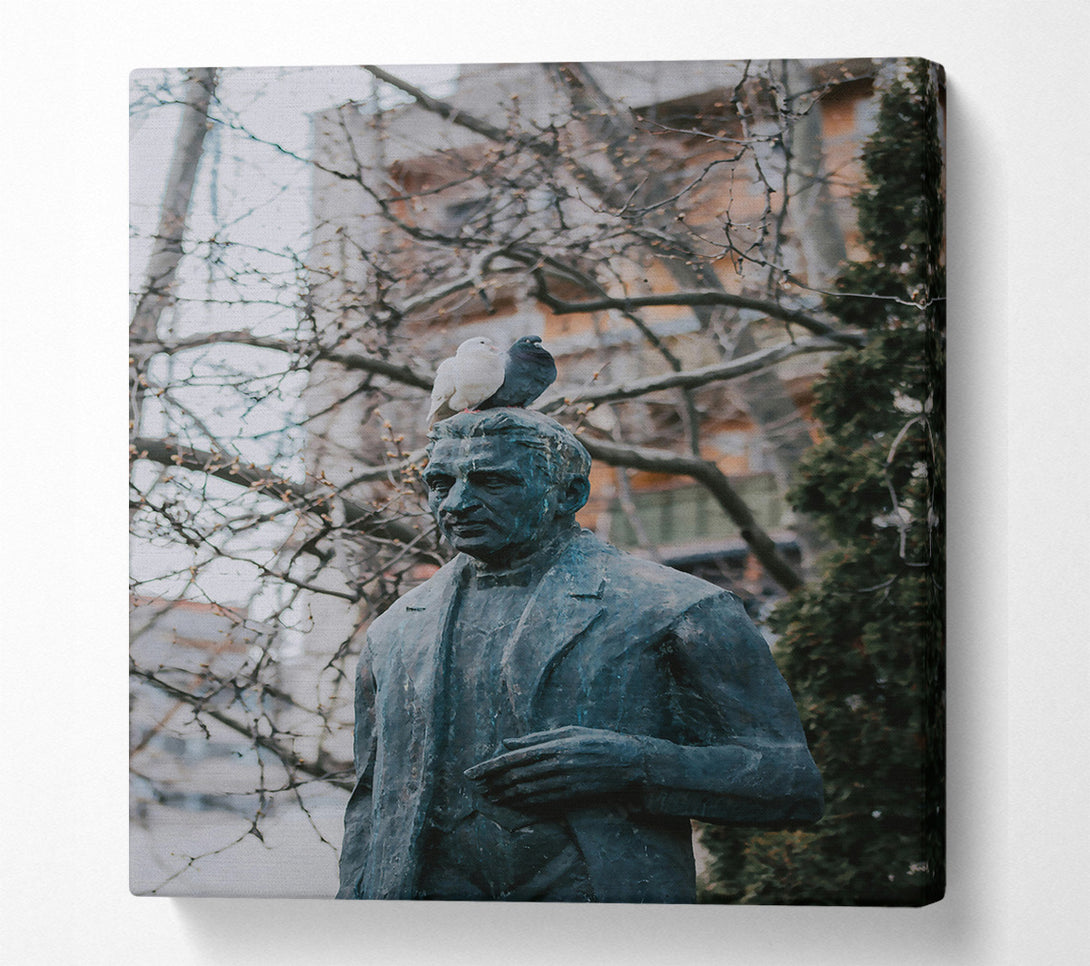  A Canvas Print of Bronze Monument With Birds Canvas Art