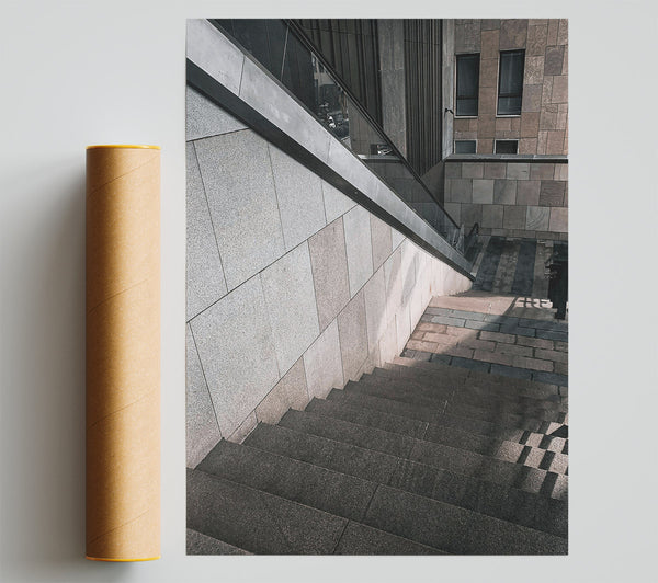 Grey Concrete Steps Print