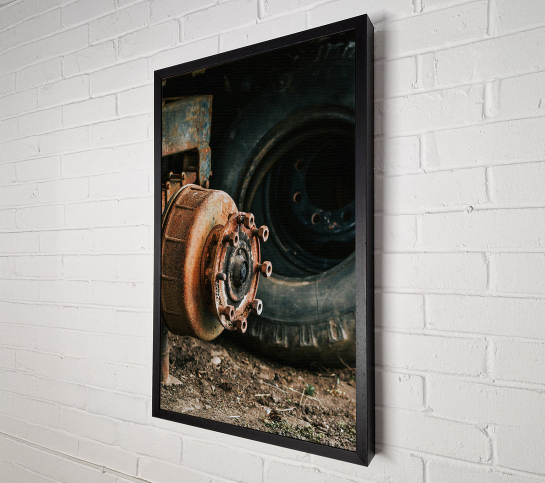  A Canvas Print of Rusty Brown Hubcap Canvas Print