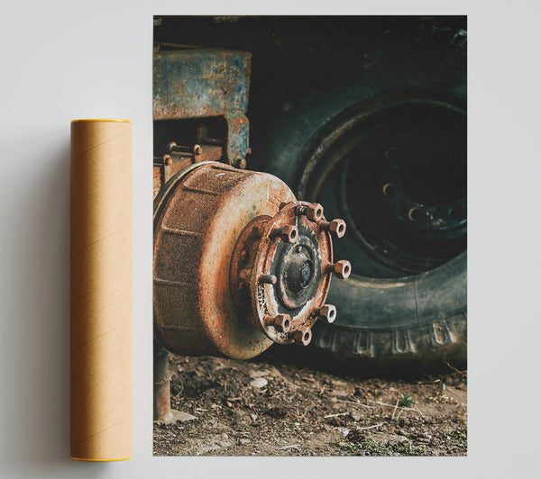 Rusty Brown Hubcap Print