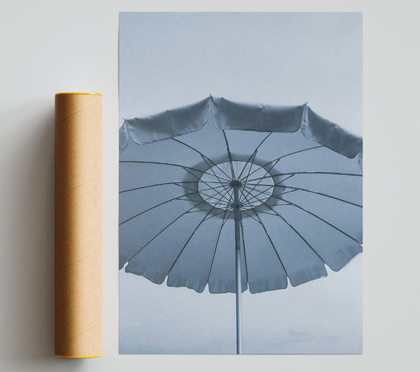 Silver Beach Umbrella Print
