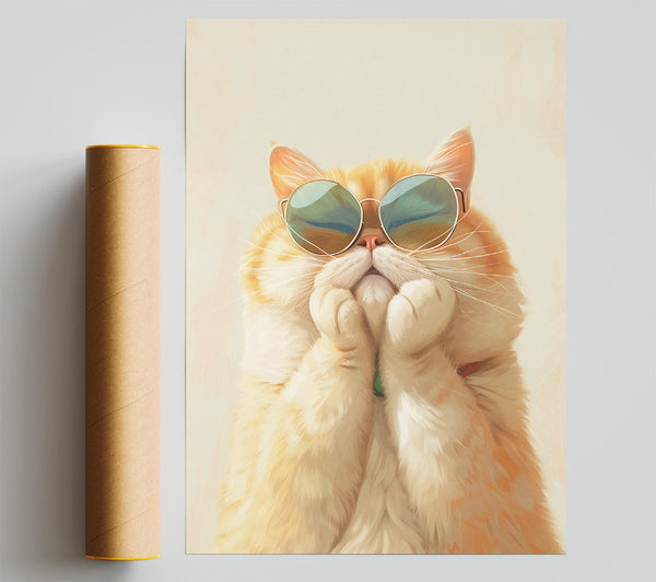 Orange Cat Sunglasses Print