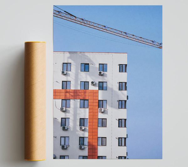 Orange Stripe Building Giclee Print