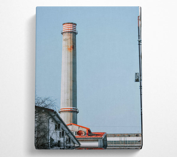  A Canvas Print of Red Stripe Chimney Sky Canvas Art