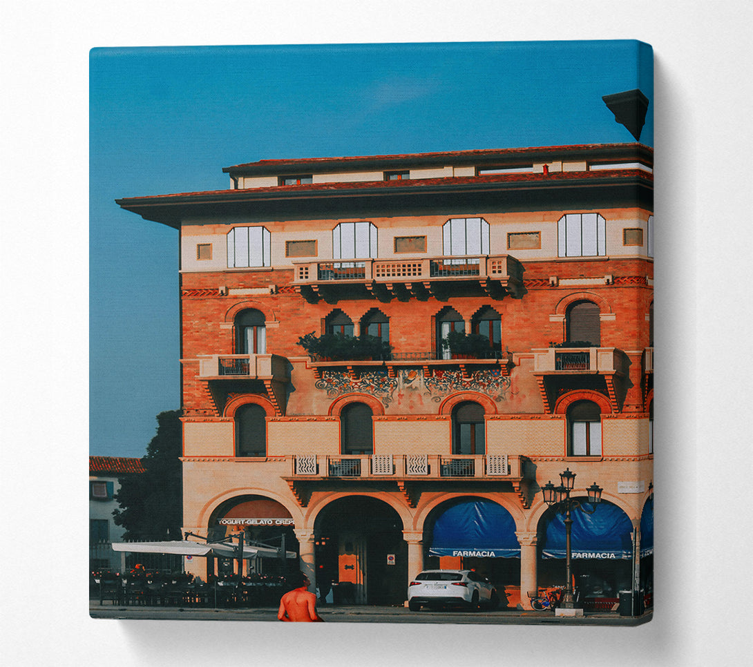  A Canvas Print of Orange Italian Facade Canvas Print