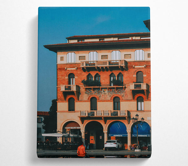  A Canvas Print of Orange Italian Facade Canvas Print