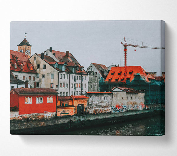  A Canvas Print of Red Roof Cityscape Canvas Print