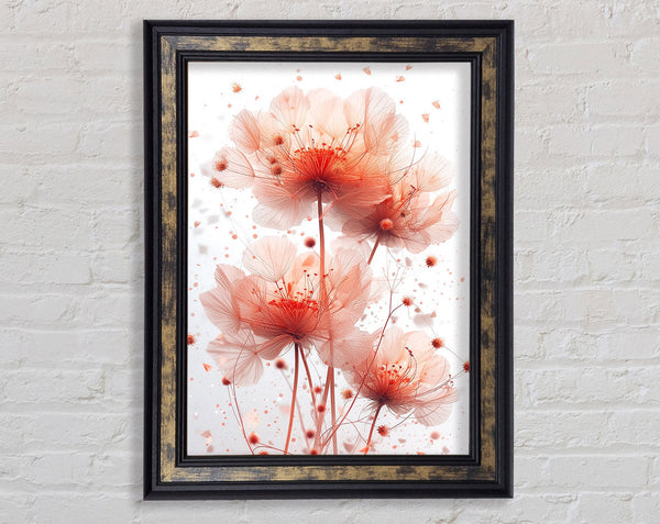 Orange Float Flowers Framed Print