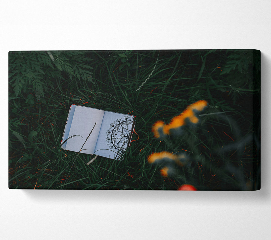  A Canvas Print of Orange Mandala In Grass Canvas Wall Art