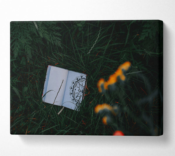  A Canvas Print of Orange Mandala In Grass Canvas Wall Art