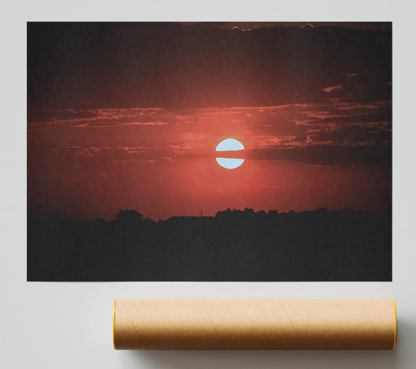 Crimson Sunset Sky Poster