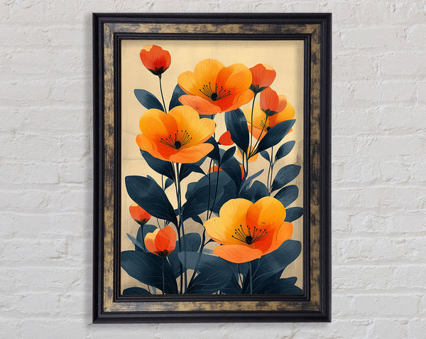 Orange Flowers Everywhere Framed Print
