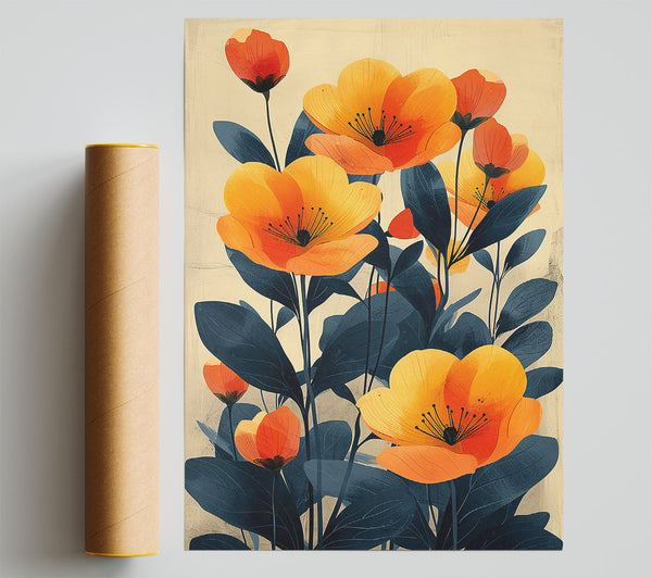 Orange Flowers Everywhere Print