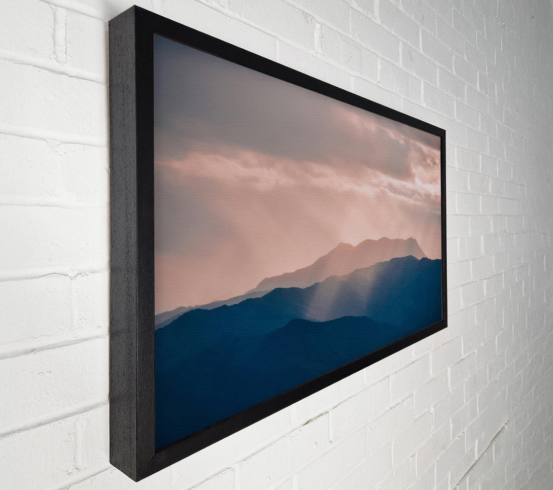  A Canvas Print of Pink Silhouetted Mountains Canvas Wall Art