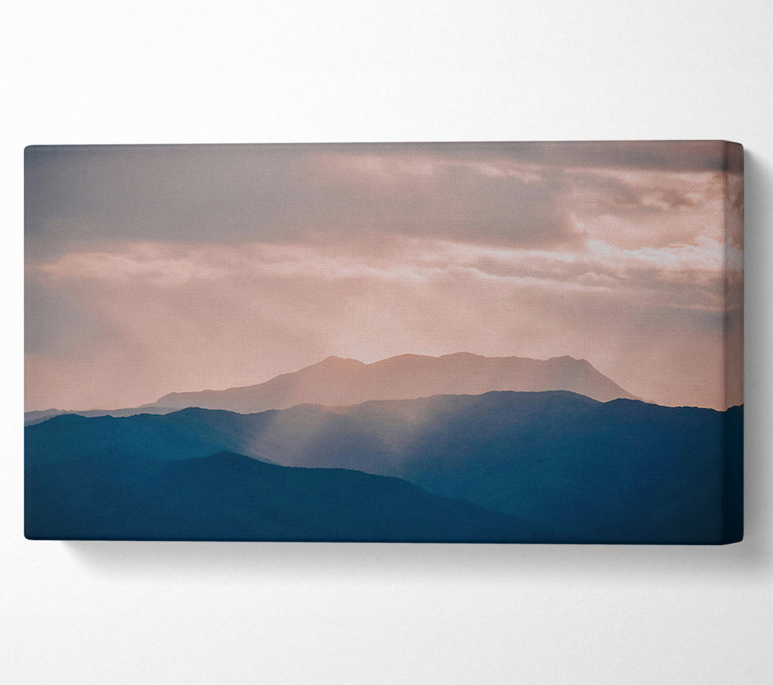  A Canvas Print of Pink Silhouetted Mountains Canvas Wall Art