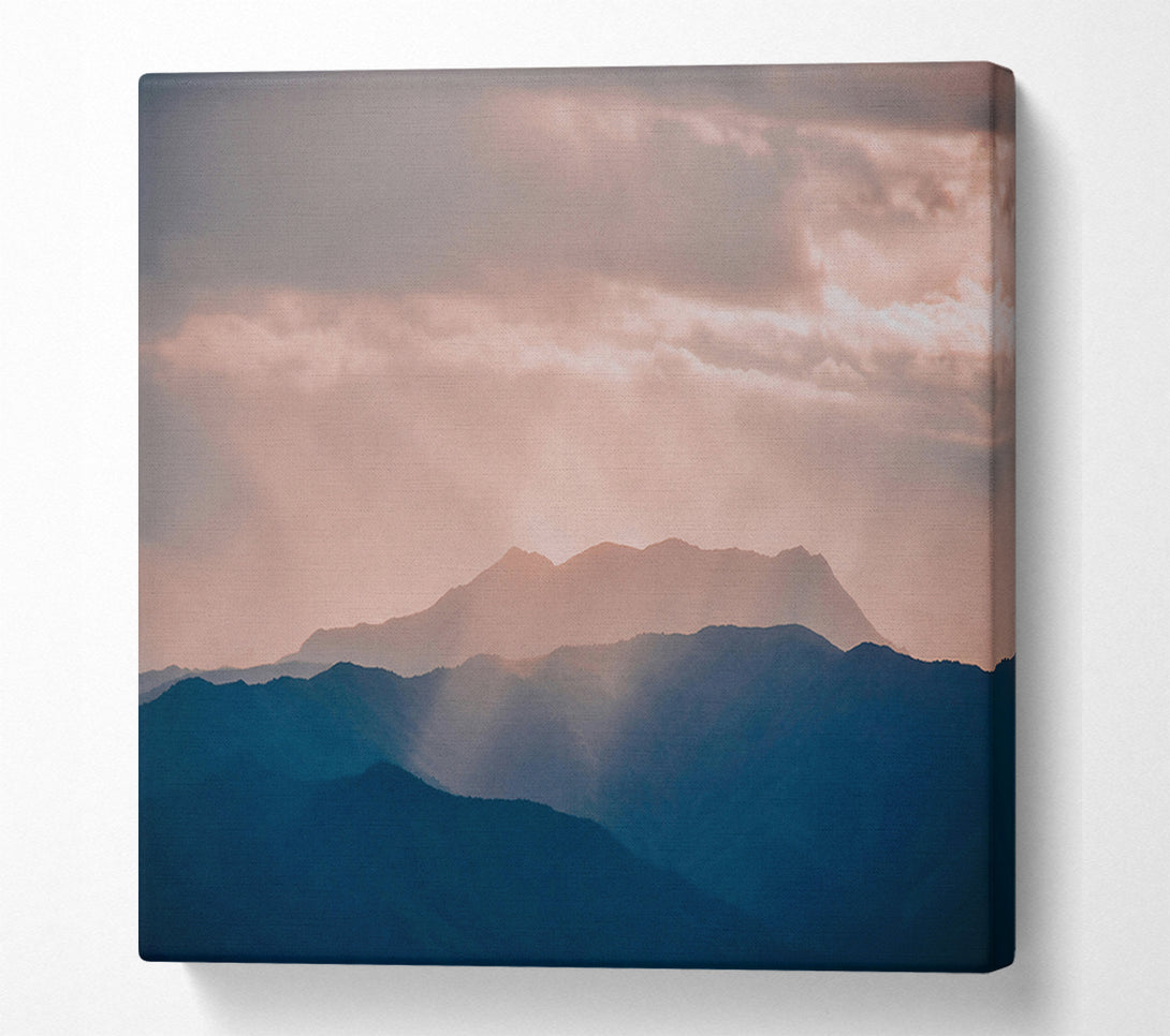  A Canvas Print of Pink Silhouetted Mountains Canvas Wall Art