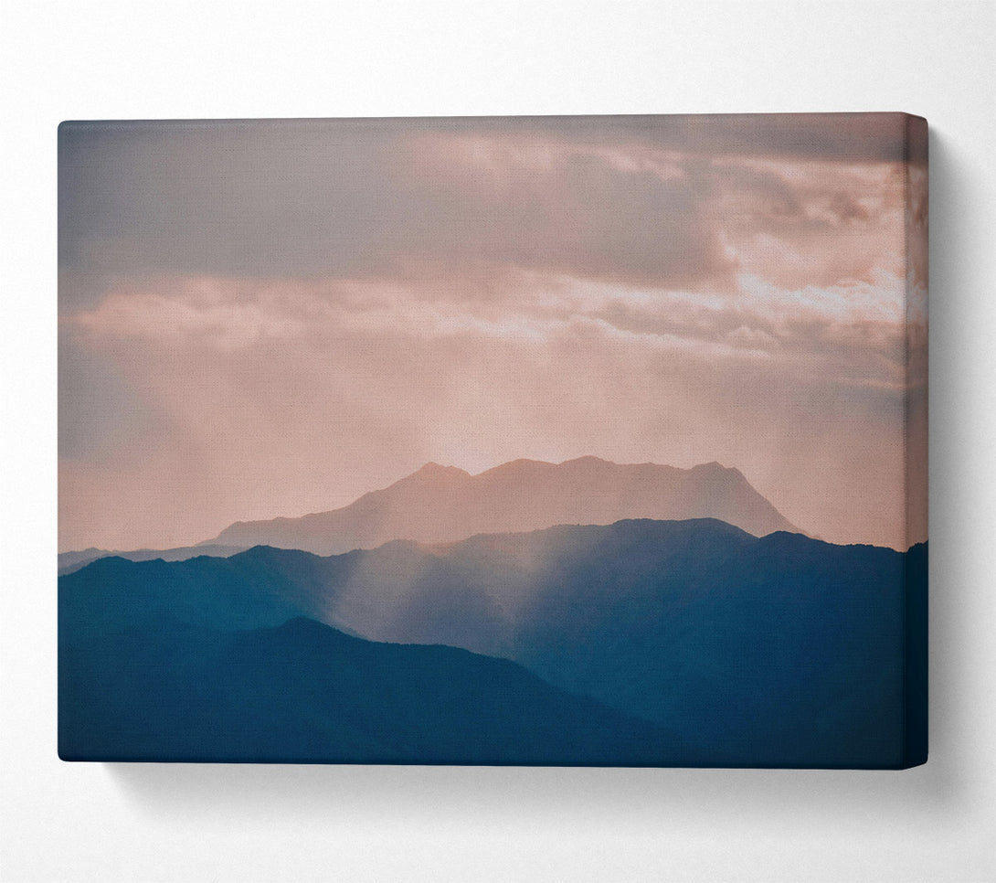  A Canvas Print of Pink Silhouetted Mountains Canvas Wall Art