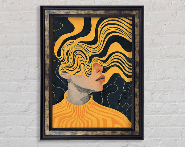 Orange Flows Face Framed Print