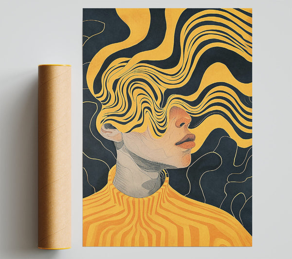 Orange Flows Face Poster