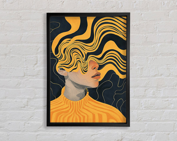 Orange Flows Face Framed Print