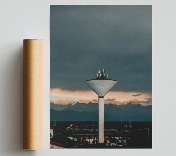 Grey Tower In Mountains Print