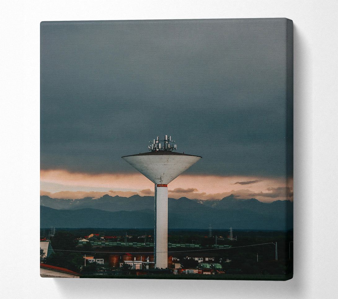  A Canvas Print of Grey Tower In Mountains Canvas Print