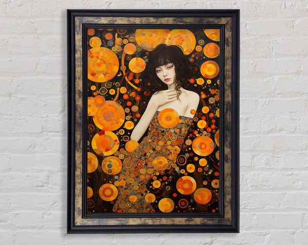 Orange Klimt Style Framed Print