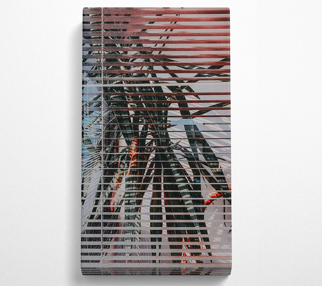  A Canvas Print of Crimson Blinds And Leaves Canvas Wall Art