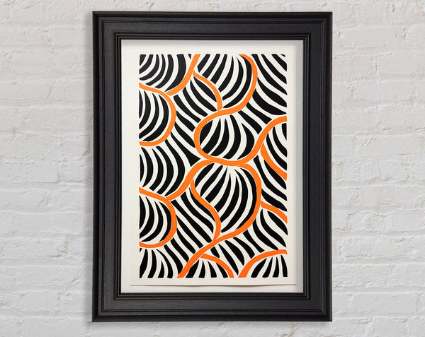 Orange Line On Black Framed Print