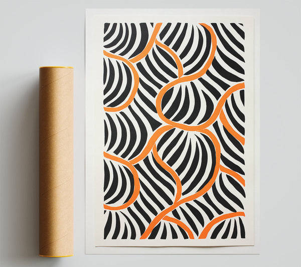 Orange Line On Black Giclee Print