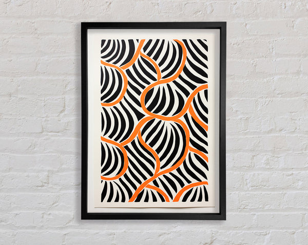 Orange Line On Black Framed Print
