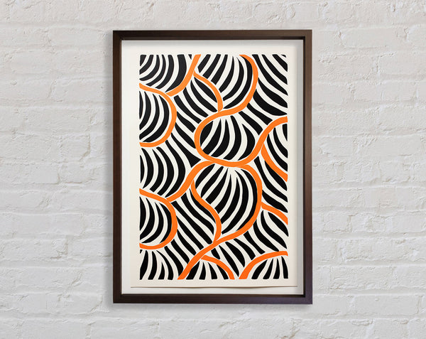 Orange Line On Walnut Framed Print